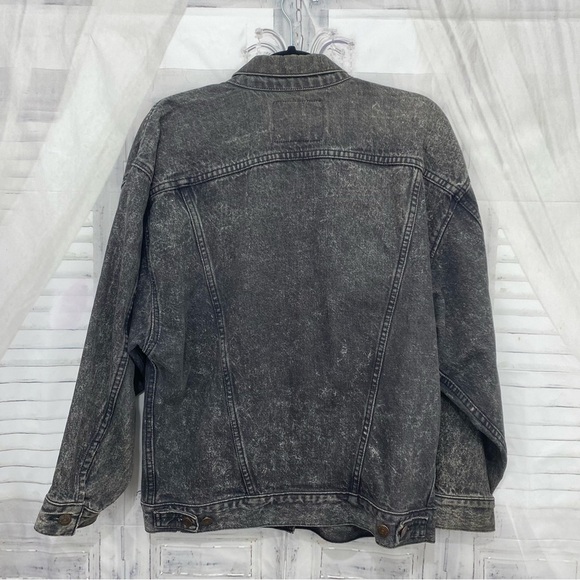 Levis Medium Trucker Jacket Denim Cotton Button Black Stonewash Retro Oversized - Picture 5 of 16